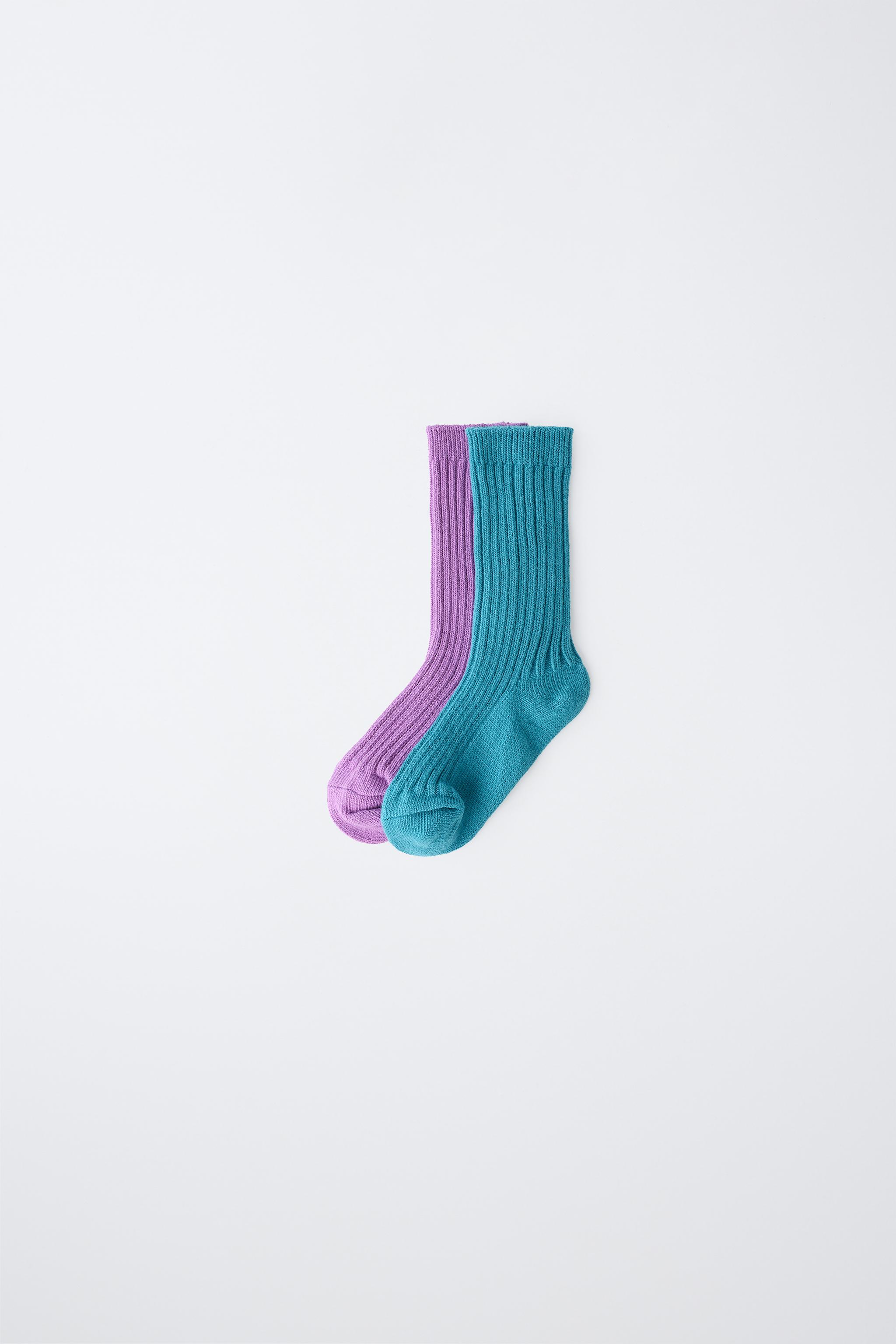 LOT DE DEUX PAIRES CHAUSSETTES MI-HAUTES CANNELÉES